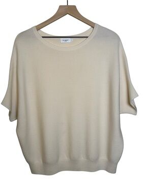 R LABEL The Reset Essential Pullover Sweater 100% Wool XL Ivory Quiet Luxury